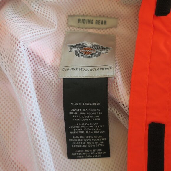 Harley-Davidson Hi-Vis Rain Suit Women's 2XL Reflective Orange Black Carry Pouch - Picture 7 of 8